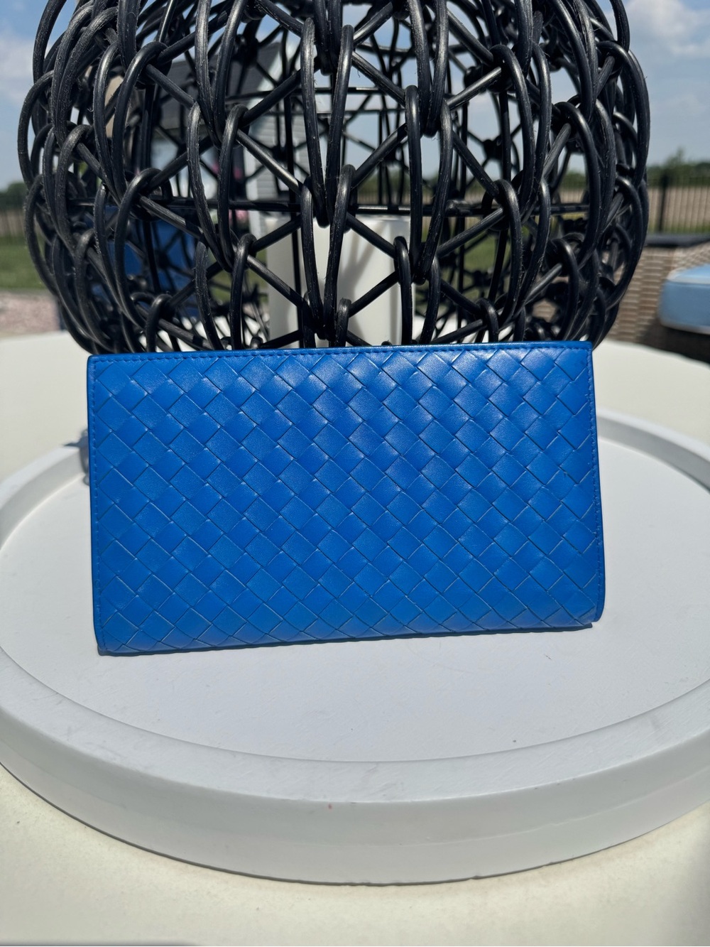 Bottega Long Folded Wallet in Cobalt Blue
